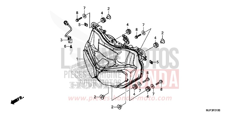 PROJECTEUR de Africa Twin VICTORY RED (R334B) 2017